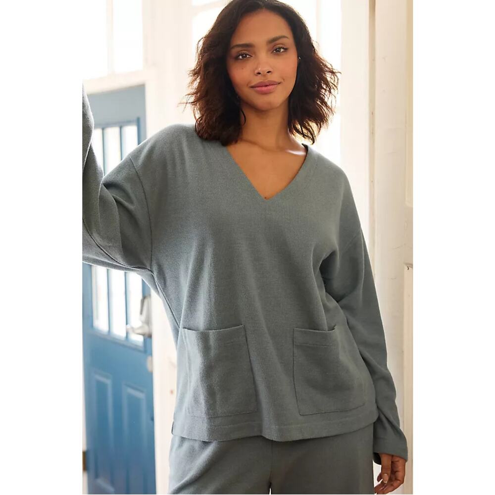 Daily Practice by Anthropologie V-Neck Sweater 3x Boxy Cozy Coastal Grandma